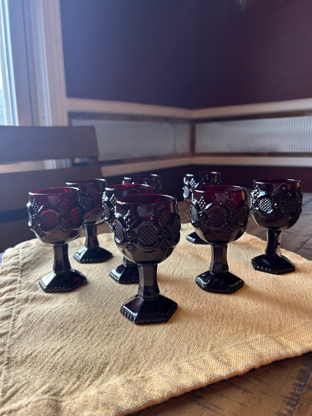 Vintage Avon 1876 Cape Cod Ruby Red Wine Goblet  set of 8   mini   holds  6oz - Picture 5 of 8